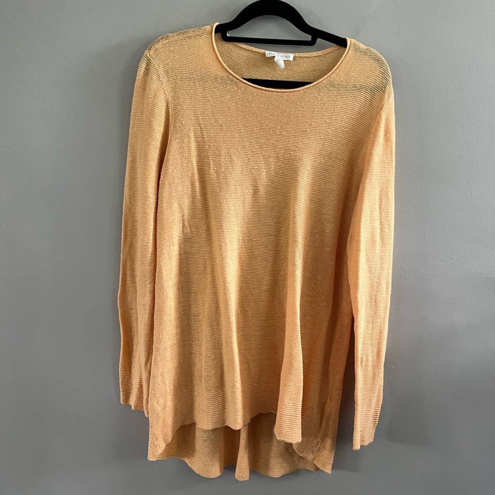 Eileen Fisher‎ Long Sleeve Sweater 100% Linen Soft Peach Size L